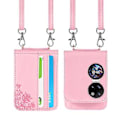 Miniatyrbild 4 av 5: Diagonal Embosserat Kortfodral för Huawei P50 Pocket (Rosa)