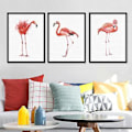 Miniatyrbillede 3 af 5: Wekity Flamingo Væghængt Kunstlærred Trykt Poster, Enkel Mode Akvarel Kunsttegning Dekoration til Hjemmet Stue Soveværelse Kontor og Børneværelse (Sæt