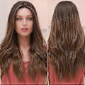 Miniatyrbilde 1 av 5: Lang bølget brun ombre blond front lace parykk for kvinner66010-3