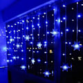 Pikkukuva 1 / 5: Sininen LED-valoverho, Valoverho, LED-tähti, LED-valoketju, 96 LED:tä 3,5 m pitkä valoketju, LED-valoketju ikkunan koristeluun