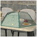 Miniatyrbillede 1 af 5: Bærbar paraply-formet madcover sammenklappelig mesh-skærm madparaply-telt anti-flue bord måltidsdækker (rund 70cm mørkegrøn ternet)