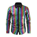Miniatyrbillede 1 af 5: Herre Skjorte Langærmet Geometrisk Knap Lapel Skinnende T-shirt (L Multicolor)