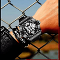Miniatyrbillede 1 af 3: Dobbeltsidet Hul Ikke-Mekanisk Ur Tourbillon Ur Herre Carbon Fiber (Sort)