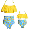Miniatyrbild 1 av 5: Flickbaddräkt Tvådelad Bikini Set Volang Falbala Badkläder Baddräkter-e( J2001 Blå)