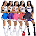 Miniatyrbild 1 av 3: Cheerleadingkläder för damer, femfärgad ärmlös fotbolls-cheerleadingklänning för bebisar, damsockor/YY(XL lila1)