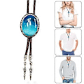 Miniatyrbillede 2 af 5: Western Bolo Tie til mænd med unik ovalformet stenvedhæng skjortekrave kæde justerbar snor slips smykke halskæde (sort 23)