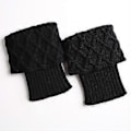 Miniatyrbillede 3 af 3: Dame Crochet Benstrikkede Støvle Manschetter Trim Toppers Ankelsokker Vinter Varme (Sort)