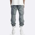 Miniatyrbild 5 av 5: Cargo Byxor Herr Multi-Ficka Band Mjukisbyxor Streetwear Casual Herr Byxor Trousers (XL marinblå)
