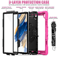 Pikkukuva 4 / 5: Tabletin suojakuori Samsung Galaxy Tab A8 10.5 2021 X200 / X205 (Musta  Ruusunpunainen)