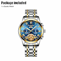 Miniatyrbild 1 av 5: Herrklocka Relojes De Hombre Rostfritt Stål Quartz Klassisk Vattentät (Guld Blå)