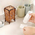 Miniatyrbillede 4 af 5: Makeup Organizer Høj Kapacitet Støvtæt Transparent Synlig Sommerfugl Cameo Craft Vatrondel Dispenser til Badeværelse Qinhai (Sort)
