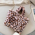 Miniatyrbilde 1 av 5: Damer Leopard Mønster Skulderveske Canvas Tote Veske Håndveske Messenger Satchel (Rosa leopard)