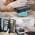 Miniatyrbilde 4 av 5: Crossbody Lommebok Etui For Samsung Galaxy S24 Ultra, Magnetisk Flip Kortholder Lærdeksel med Glidelås Lomme For Kvinner (Lilla)