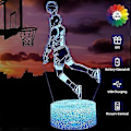 Miniatyrbillede 2 af 5: Basketball 3D LED Illusion Lampe Slam Dunk Natlampe til Børn Fjernbetjening & Smart Touch 16 Farver Skiftende Skydning En Kurv Legetøj Gaver
