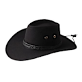 Miniatyrbild 1 av 3: Herr Faux Läder Mode Bucket Hatt Cowboy Fedora Hatt Bredbrättad Utomhushatt (Svart)