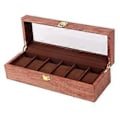 Miniatyrbild 5 av 5: 6 Fack Klockbox Sammet Displayfodral Organizer Topp Glas Smyckeskrin (C)