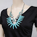 Miniatyrbilde 2 av 5: Elfenbensfarget Turkis Bib Halskjede Kjede Statement Mynter Henger Chunky Choker Smykker ( )
