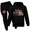 Miniatyrbild 1 av 2: Barnkläder för pojkar och flickor 7-14 år Five Nights At Freddy's Hoodie Jogger Byxor Outfit Fnaf Tracksuit Kläder Set Aktivkläder (7-8 år Svart)