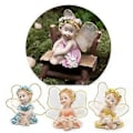 Miniatyrbillede 2 af 5: 4 stk./sæt Fe Have DIY Blomsterengle Ornament Miniature Dekor Resin Figurer Qinhai