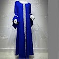 Miniatyrbillede 4 af 5: Kaftankjole til kvinder, fuld længde, islamisk kjole, bedekjole, kaftankjole med flæseærmer, lilla XXL (XXL lilla)