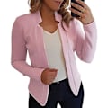 Pikkukuva 1 / 5: Naisten pitkähihainen, yksivärinen, slim fit -blazeri, toimistoon, hapsupääntie, avoin ommel, kardigan-blazeri, ulkovaatteet (4XL vaaleanpunainen)