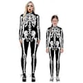 Miniatyrbillede 1 af 5: Nyt Halloween Skelet Kostume Til Børn Og Voksne, Behagelig Onesie Jumpsuit Hurtig (L Sort)