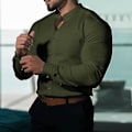 Pikkukuva 5 / 5: Miesten syksyinen paita, slim fit, pystykaulus, yksivärinen, yksirivinen, pehmeä neuletakki, muodollinen, työpaita miehille (XL musta)