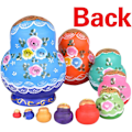 Miniatyrbillede 5 af 5: Blå 10 stk. Russiske Nesting Dolls Matryoshka håndlavet