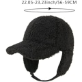 Miniatyrbillede 2 af 5: Sort Lam Fleece Baseball Cap Tyk Hue, der dækker ørerne, udendørs vindtæt varm skyggehue Snehat til