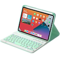 Miniatyrbillede 2 af 5: HK006 Firkantede Taster Aftageligt Bluetooth Tastatur Læderetui (Grøn)