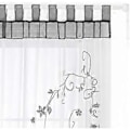 Miniatyrbillede 2 af 3: Blomstrede gennemsigtige gardiner Voile broderi vinduespaneler med stropper til soveværelse stue dekoration 2 paneler, grå, B140cm x H225cm