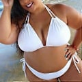 Miniatyrbild 1 av 4: Stora Storlekar Dam Vadderad Halterneck Bikini Set Strand Badkläder Baddräkt Sommar -NMAOV(L Vit)