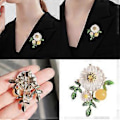 Miniatyrbillede 2 af 5: Mode Marguerit Blomst Broche Grønt Blad Solsikke Revers Nål Badge Dame Smykker til Bryllupper og Aftenfester