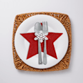 Miniatyrbillede 5 af 5: 4 stk. julefiltbestikholder, femtakket stjerneform, Chri