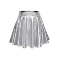 Miniatyrbillede 1 af 2: Dame Skinnende Metallisk Våd Look Strækbar Udsvinget Mini Skater Nederdele/m/l/xl, 100% Ny (M)