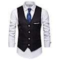 Miniatyrbild 1 av 3: Herrar Solid Formal Knappar Väst Med Fickor Business Office V-hals Ärmlös Blazer Väst (M Svart)