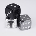 Miniatyrbillede 4 af 5: Hjulventilhætter til køretøj i aluminiumlegering terningestil sort 4 stk.
