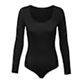 Miniatyrbilde 1 av 3: Dame Crew Neck Langermet Body, Dobbel Foret, Smørmyk, Essensiell Basic Topp (M Svart)