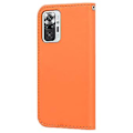 Miniatyrbillede 3 af 5: Telefonhus med Bjørn Mønster til Redmi Note 10 Pro med Kortlomme, Snøre, PU Læder Materiale, Pengepung Funktion, Hjørne Faldbeskyttelse (Orange)