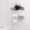 Miniatyrbillede 2 af 4: Lang hylde (hvid)+patch, bruseklæbende brusebad uden boring