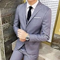 Miniatyrbild 4 av 5: Fianao Tredelad Plus Size Bröllop Business Herrar Formell Kostym Väst Blazer Byxor Set (XXXXXXL Ljusblå)