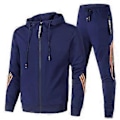 Miniatyrbillede 2 af 4: Stor Størrelse Herre Efterår og Vinter Mode Afslappet Træningsdragt Sæt Jakke Sweatpants 2 Dele Sæt (XXL sort)