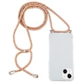 Pikkukuva 1 / 4: Neljän kulman TPU-kotelo narulla iPhone 15 Plus:lle (Oranssinpunainen)