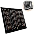 Miniatyrbild 1 av 5: 17 Krokar Halsband Display Sammet Halsband Display Stativ Örhänge Smycken Display (17 Krokar Halsband Display), Svart