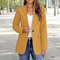 Miniatyrbillede 4 af 5: Dame Efterår Vinter Jakkesæt Ensfarvet V-hals Langærmet Slim Fit Dame Business Kontor Blazer Jakke (M sort)