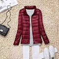 Miniatyrbilde 4 av 5: Vinter Dame Casual Ensfarget Tynn Vanntett Dunjakke Hvit Andedun Hette Dunjakke (XL svart)