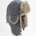 Miniatyrbilde 1 av 5: Taslan Ushanka Trapper Lue - Fuskepelsforet Russisk Stil Varm Vinterlue (mørk grå)