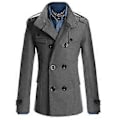 Miniatyrbillede 1 af 3: Mænds Trenchcoat Dobbeltbrystet Yderbeklædning Vinterjakke Formel Frakke (3XL Grå)