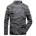 Miniatyrbillede 3 af 4: Denim Jakke Mænd Efterår Mode Jeans Jakke Frakke Mand Slim Fit Casual Frakker Overtøj Jakke Og Frakke (XXL sort)