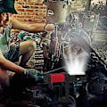 Pikkukuva 5 / 5: LED COB Käsivalaisin Ladattava Autotalli Tarkastuslamppu Magneettivalo (Punainen)